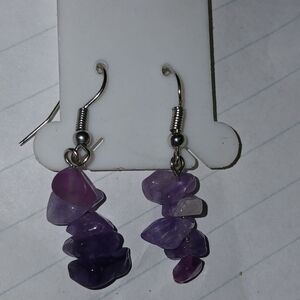 Purple Stone Dangle Earrings